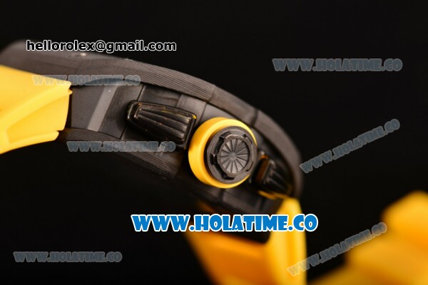 Richard Mille RM 011 Felipe Massa Flyback Chronograph Swiss Valjoux 7750 Automatic Carbon Fiber Case with Skeleton Dial and Yellow Markers - 1:1 Original - Click Image to Close